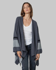 Velvet Harper Open Front Poncho Grey - PINK ARROWS