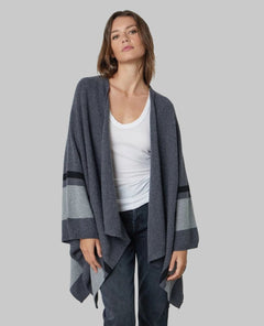 Velvet Harper Open Front Poncho Grey - PINK ARROWS