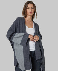 Velvet Harper Open Front Poncho Grey - PINK ARROWS