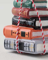 Vintage Book Stack Ornament - PINK ARROWS