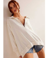Walk Away Tunic Sweater Ivory - PINK ARROWS