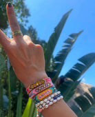 Wayuu Skinny Bracelet Aqua - PINK ARROWS