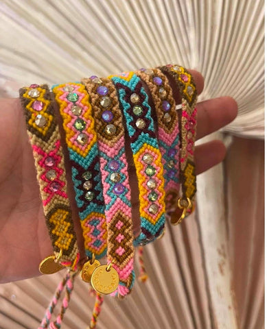 Wayuu Skinny Bracelet Aqua - PINK ARROWS