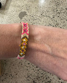 Wayuu Skinny Bracelet Vanilla - PINK ARROWS