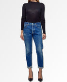 Wilbur Mid - rise Tapered Vintage Blue Jeans - PINK ARROWS