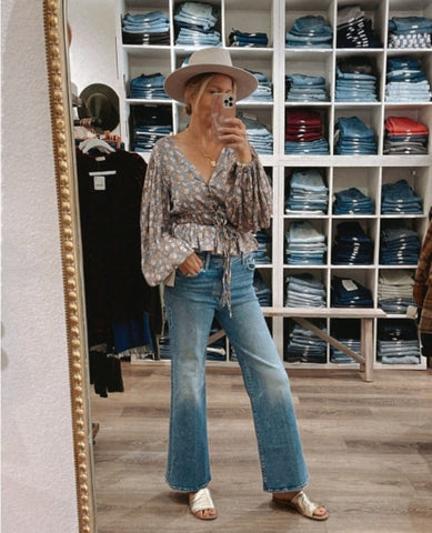 Wildflower Tarot Top Stonewash - PINK ARROWS