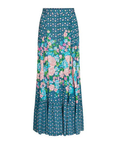 Yellow Rose Maxi Skirt Cornflower Blue - PINK ARROWS