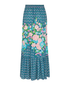 Yellow Rose Maxi Skirt Cornflower Blue - PINK ARROWS