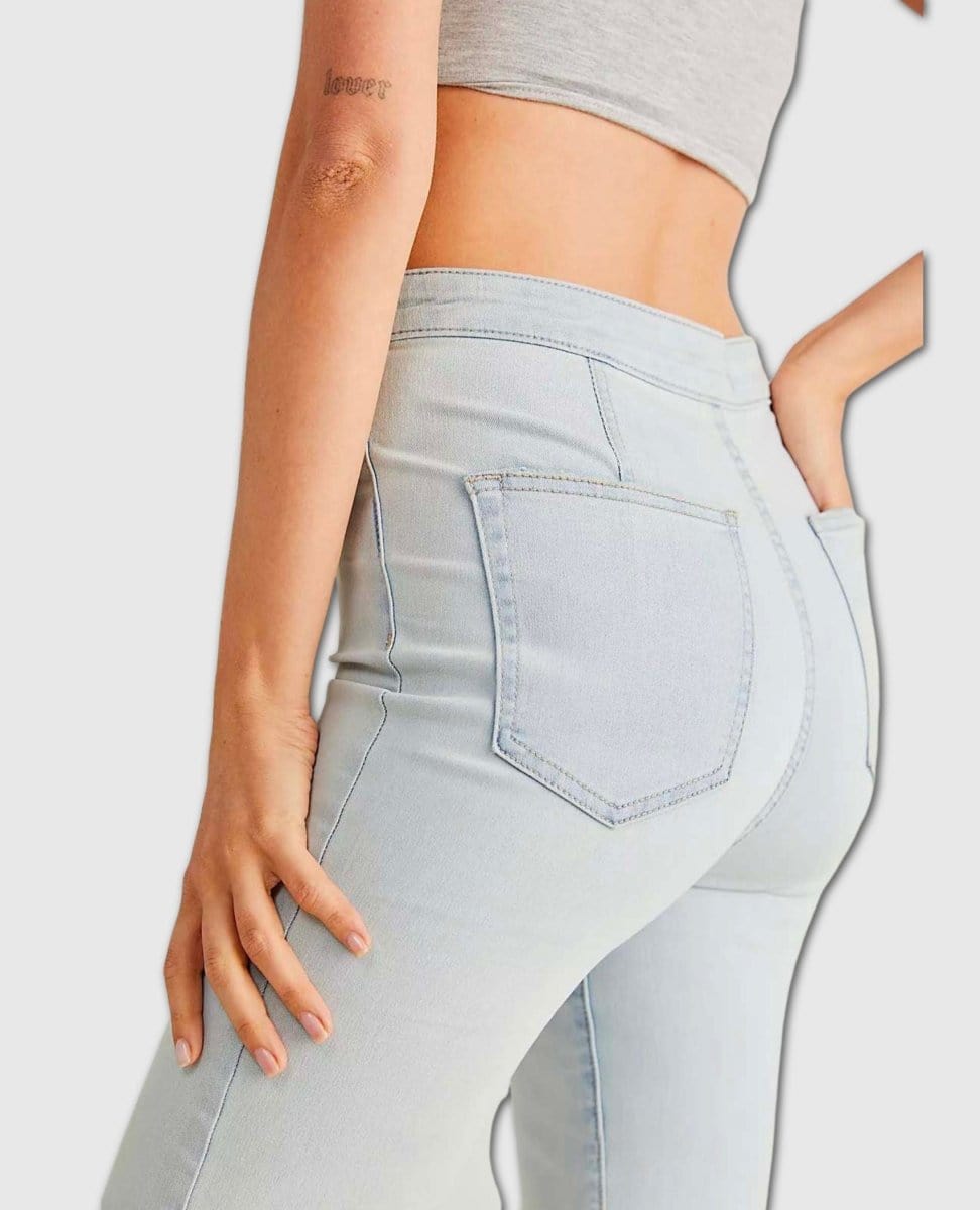 Youthquake Crop Flare Bleached Out - PINK ARROWS