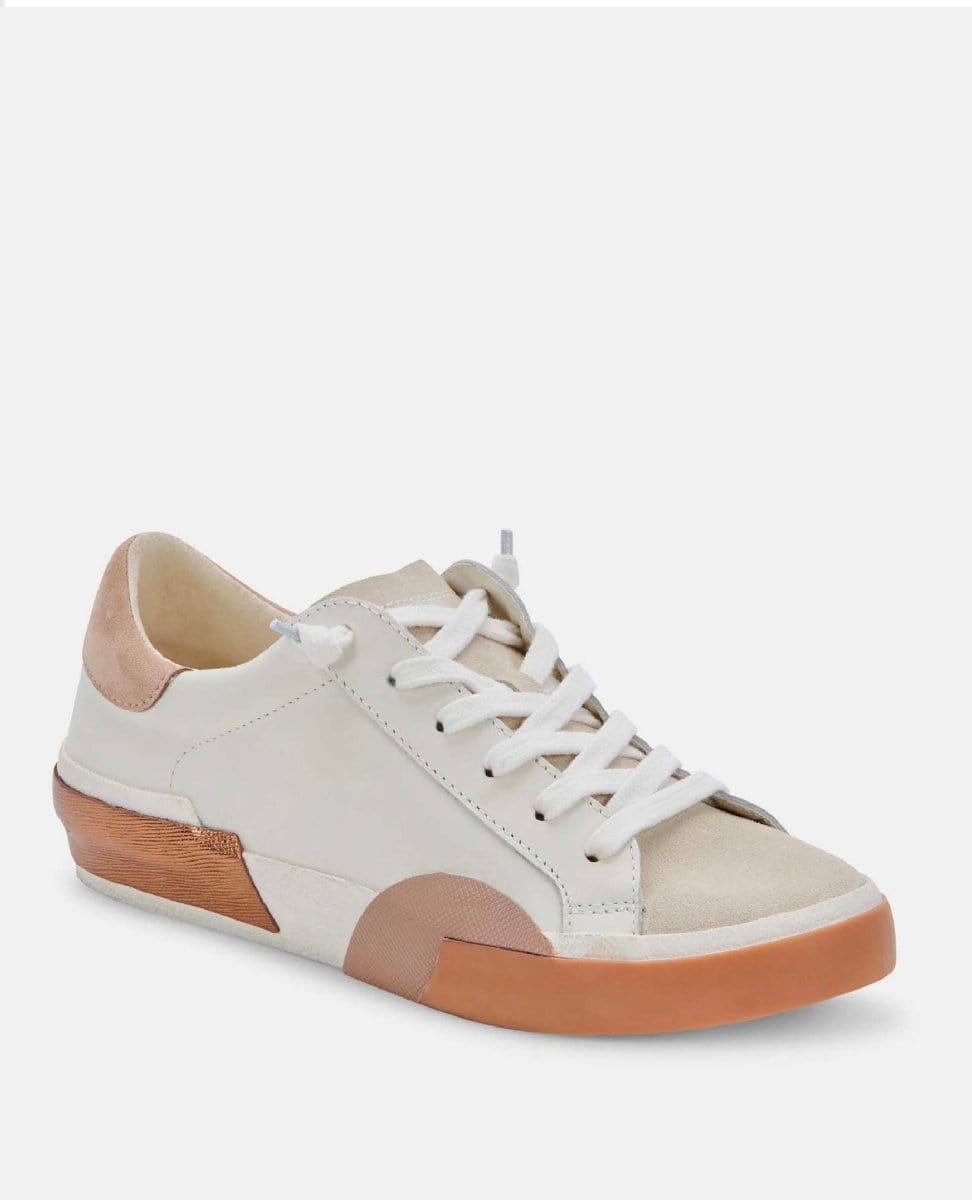 Zina Sneakers White Tan Leather - PINK ARROWS