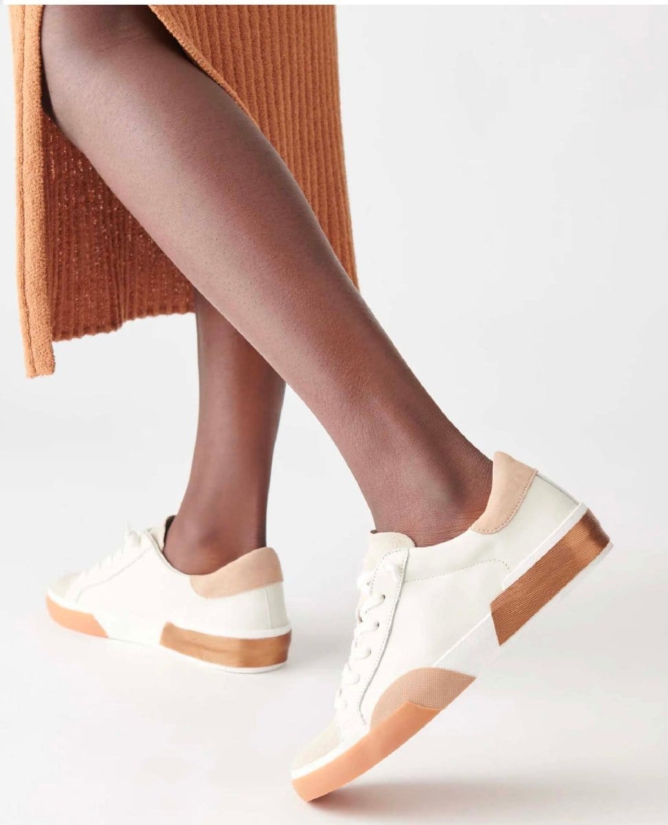 Zina Sneakers White Tan Leather - PINK ARROWS